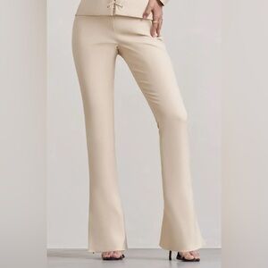 BRIANCA
STONE HIGH-WAISTED SPLIT WIDE-LEG TROUSERS